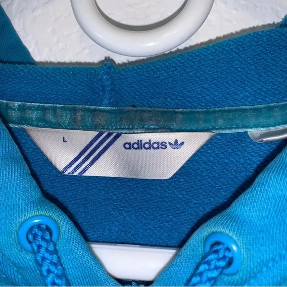 ADIDAS HOODIE SWEATSHIRT BLUE PINK LOGO KIDS LONG SLEEVE POUCH POCKET - Picture 3 of 6